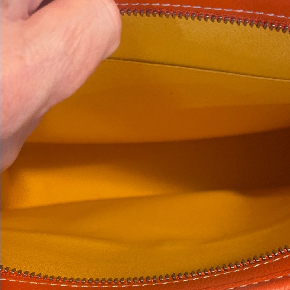 Goyard Orange Chevron Canvas Zip Pouch Tote - Picture 3 of 9